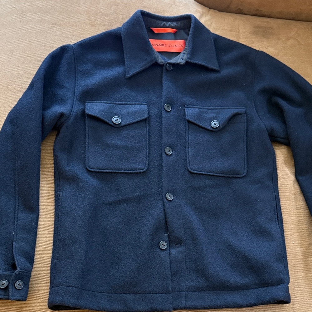 Selected Homme Men's Navy Wool “ Lumber”Shirt Jacket Large